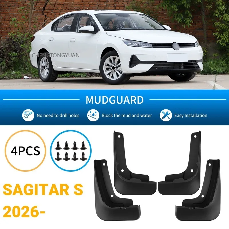 FOR VW Volkswagen Sagitar S 2026 Mud Flaps Splash Guards Car Accessories Black ABS Set of 4 Pieces for Fender Mudguard