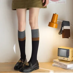 Autumn Winter Women Stockings JK Japanese Style Girls Long Socks Stockings Women Harajuku Vintage Cotton Knitting Knee Socks Sox