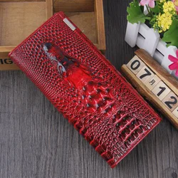 women wallet crocodile pattern vintage clutch women wallet long purse for lady credit card holder phone leather wallet