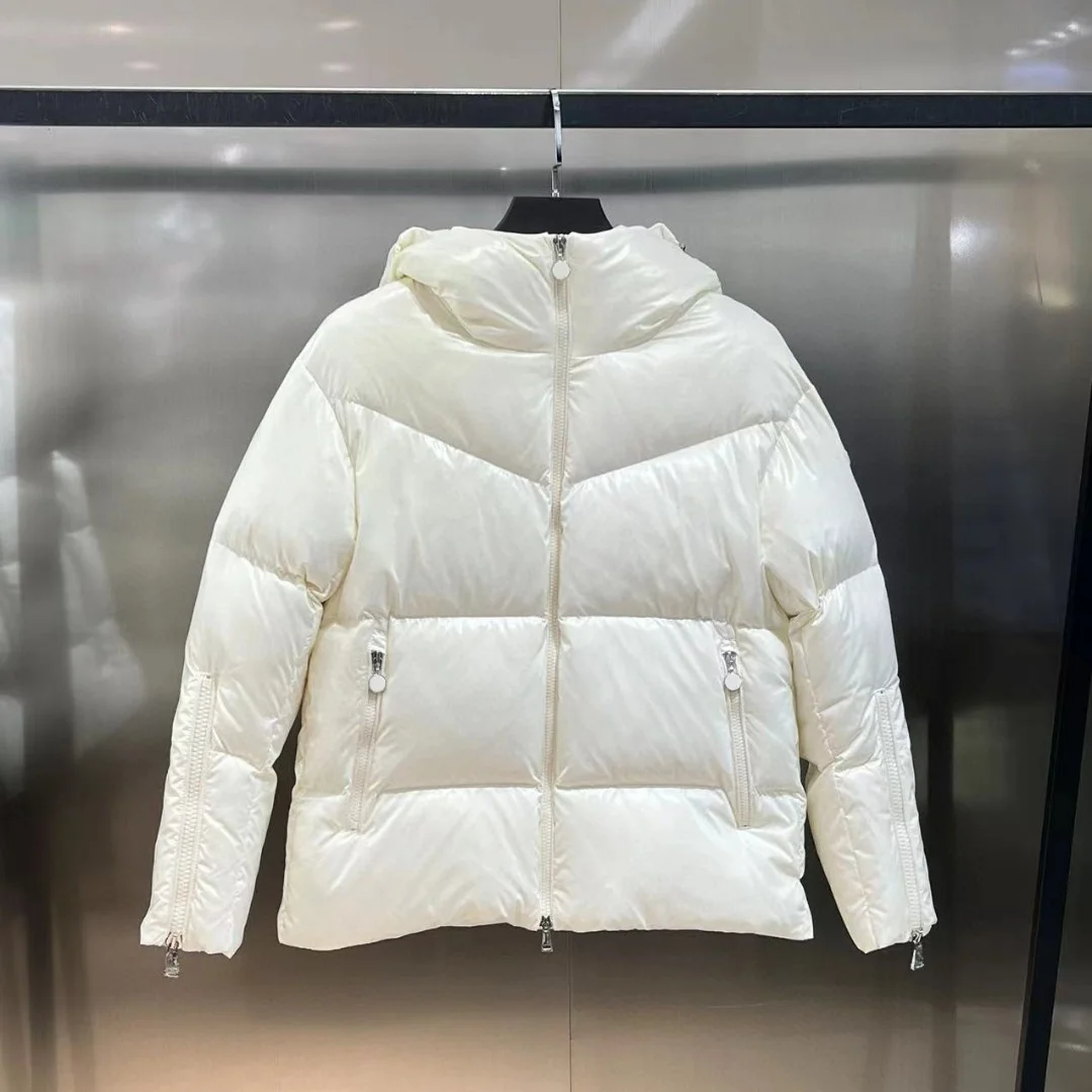 Chaqueta de invierno con capucha para mujer, abrigo holgado con estampado de pintura brillante, manga de plumón de ganso blanco 95%, decoración de