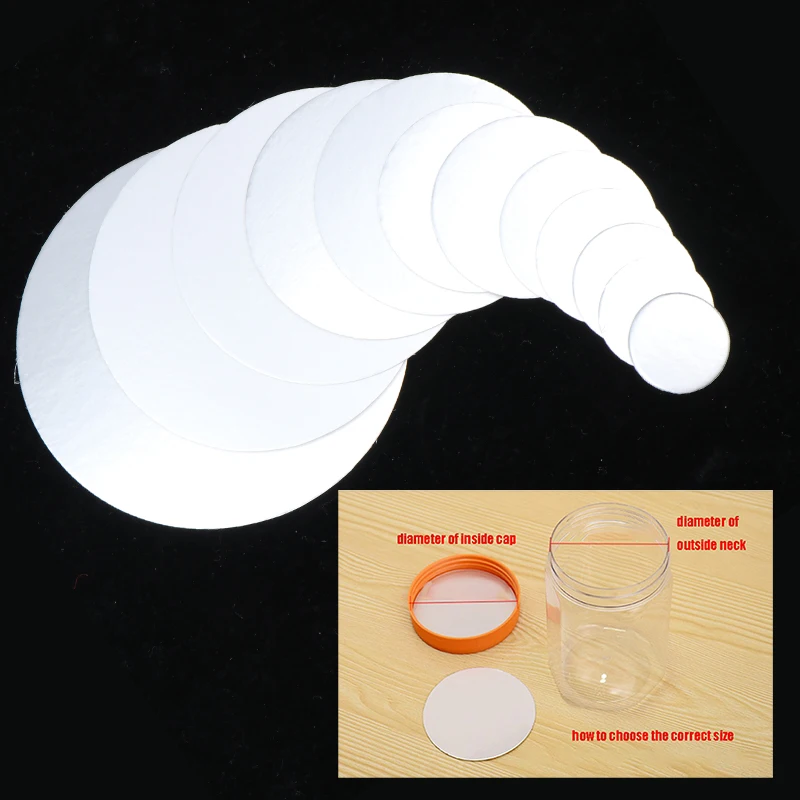 200Pcs Seal Cap Lining Tamper Resistant PET Electromagnetic Aluminum Foil Induction Gasket For Cosmetic Jar Bottle Pot 20-82mm