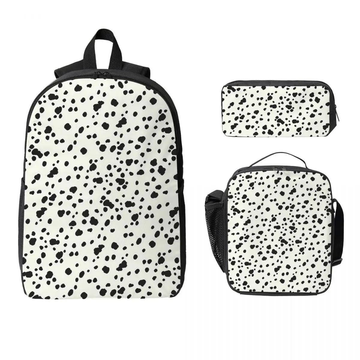 

Dalmatian Dog Texture Backpack Boys Girls BookBag School Bag Computer Shoulder Bags 3ps Insulated Lunch Bag Pencil Case