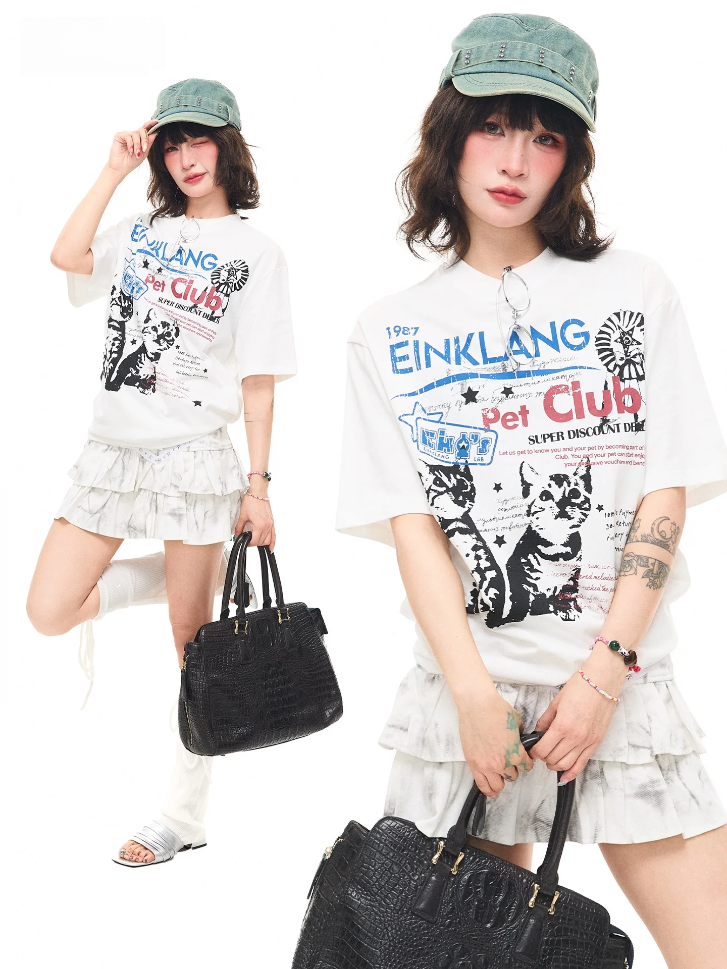 

Sanowers American Retro Style Print Short Sleeve T-Shirt Women Summer Loose Casual Top Breathable Cotton Polyester Blend