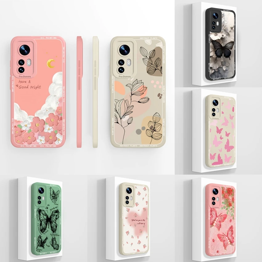 Case For Xiaomi 12S 12T Pro 12S Ultra Colorful Butterfly Soft Silicone Advanced Phone Shell For Xiaomi12S Pro Shockproof Bumper