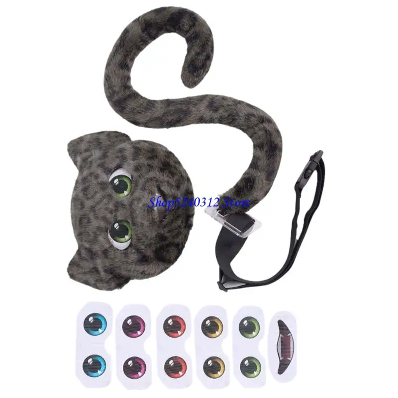 

634C Leopard Costume Set Leopard Mask Tail Eye Mouth Stickers Animal Fancy Costume Accessories for Halloween Cosplay