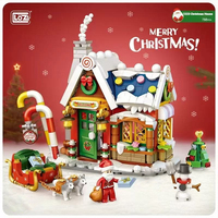 LOZ street scene building model desktop ornament, Christmas house model assembly, children's building blocks toys birthday gift