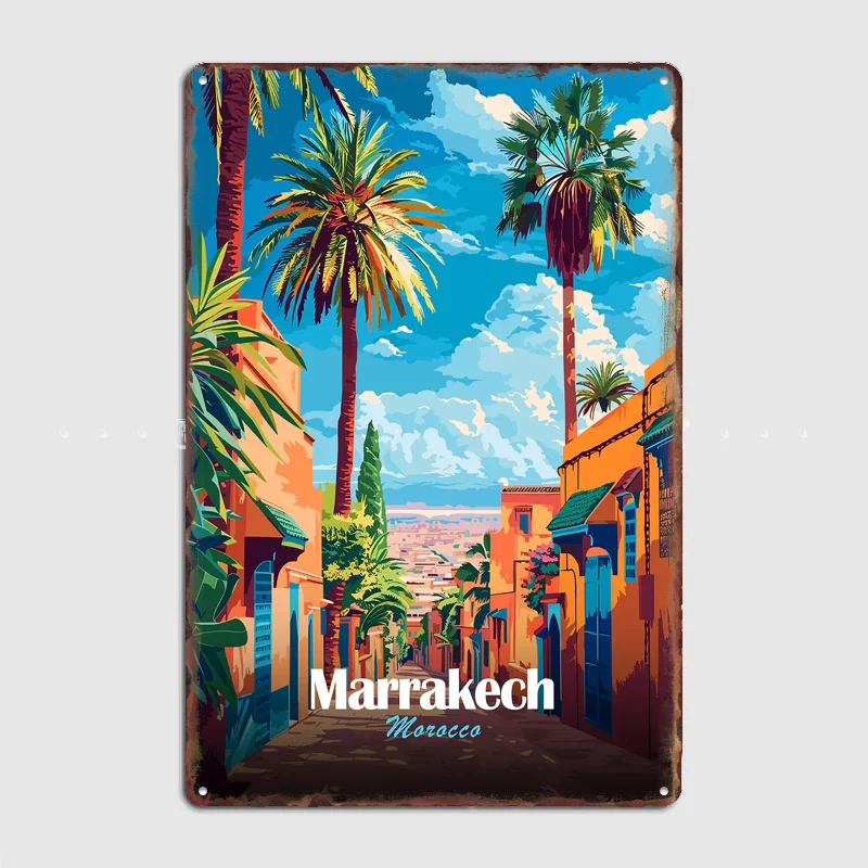 Marrakech, Morocco Travel Poster Metal Sign Bedroom Indoor Outdoor Home Decor Bar Custom Posters Wall Room Decorations