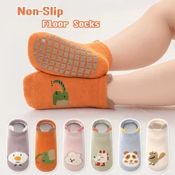 6 Pairs Kids Cotton Socks Cartoon Animal Pattern Non-Slip Floor Socks for Girls Boys Toddler Comfortable Breathable Baby Socks