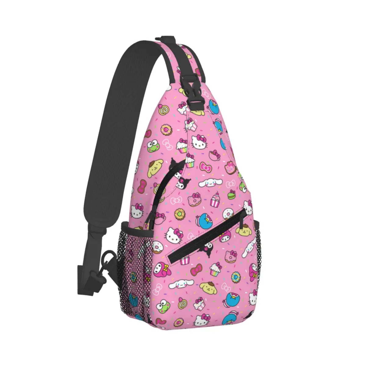 Sanrio Characters Crossbody Sling Bags Printed Chest Bag Hello Kitty Kuromi Shoulder Backpack Daypack for Outdoor Travel Satchel