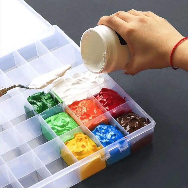 

24, 36, 48, чехол для краски, контейнер для хранения, штабелируемый прозрачный пластиковый органайзер, ящик для хранения бусин,