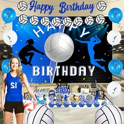 1pc, Volleyball Birthday Party Backdrop, Sports Themed Bday Party Decorations Supplies Blue Photo Background