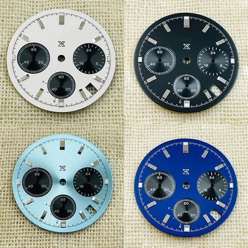 Esfera de reloj de 29,5mm, esfera S Prospex luminosa, cronógrafo con rayos solares, 6 manecillas aptas para reloj de cuarzo VK63, movimiento automático