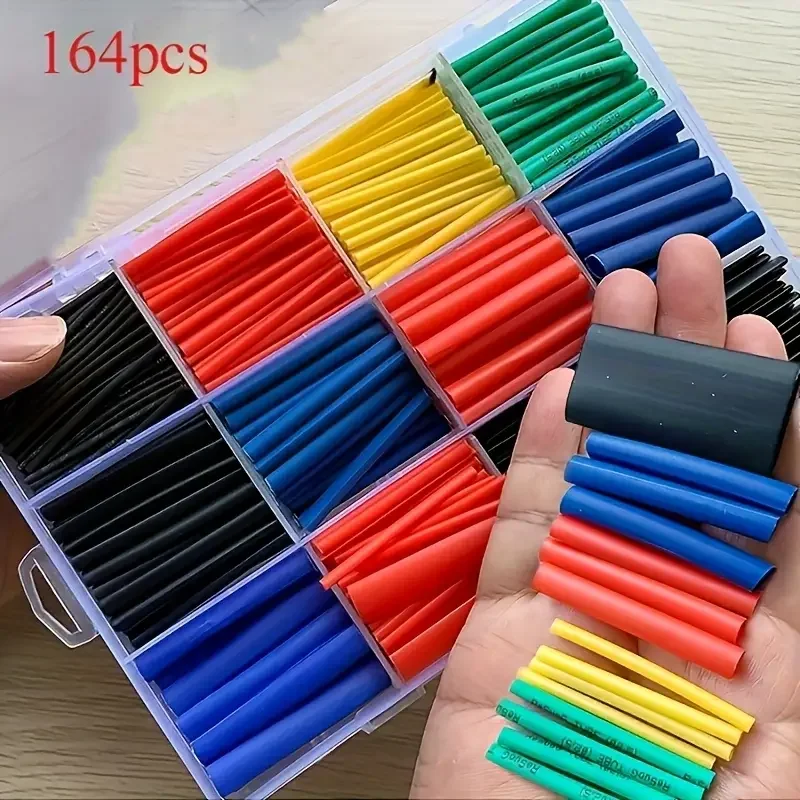 

164pcs Heat-Resistant Heat Shrink Tubing for Wires & Cables, Insulation Protection, Home & Outdoor Use​