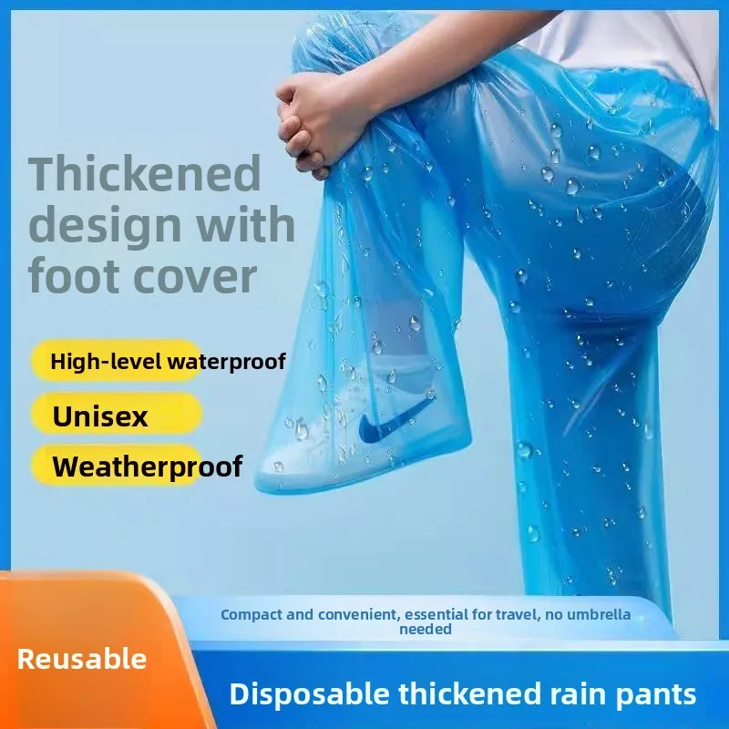 

Утолщенные водонепроницаемые портативные надувные дождевые штаны для улицы с закрытыми носками, одноразовые, для использования на улице, дышащие, пластиковые дождевые брюки