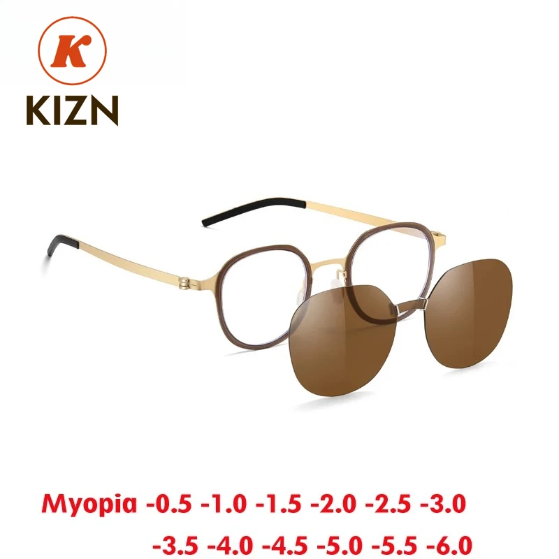 

KIZN Sports Screwless Myopia Sunglasses Frame Women Ultralight Magnetic Clip Polarized Custom Optics Prescription Glasses -0.50