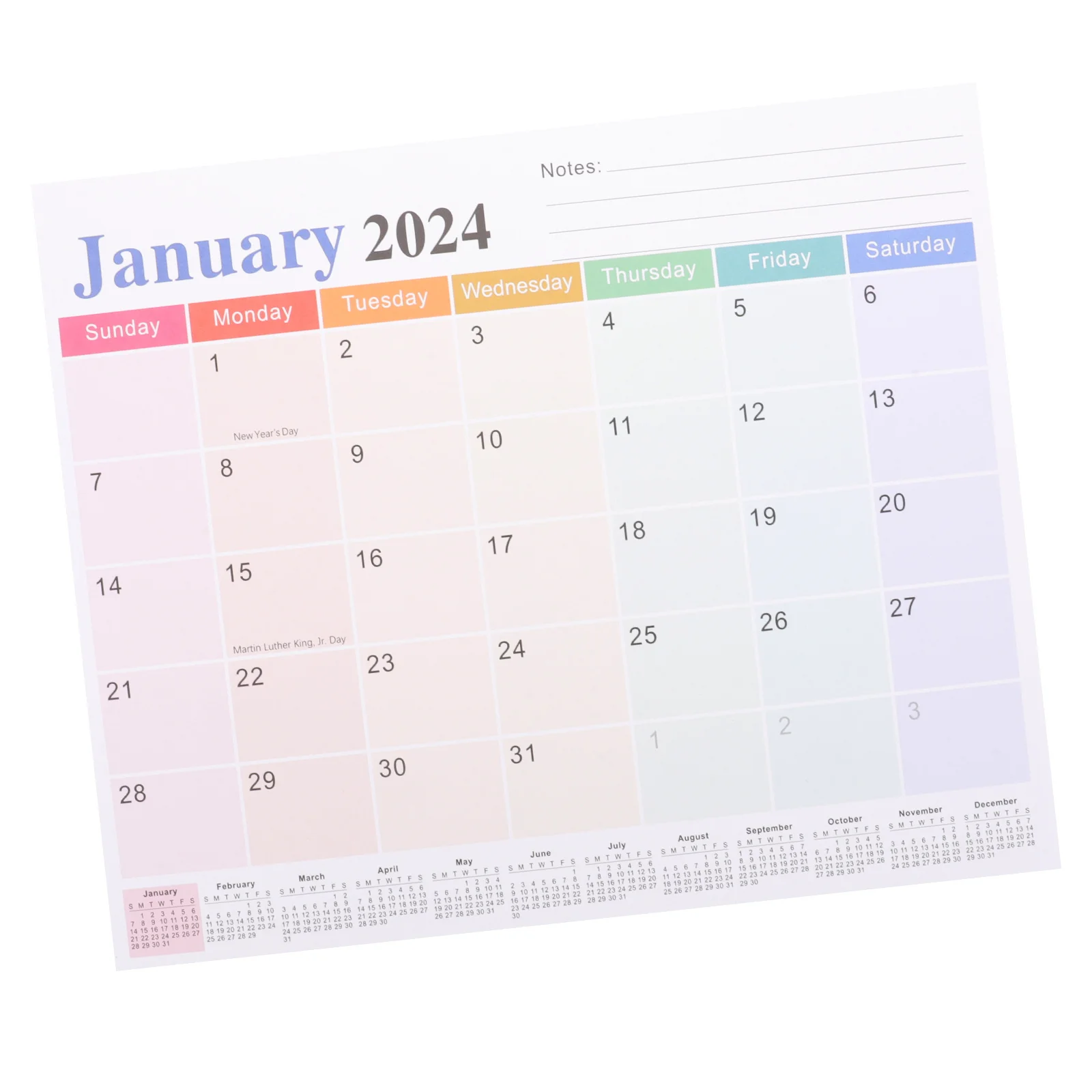 Magnetic Monthly Calendar Planner for Home Office School Use Bright Color Surface Compact Design 2024 2025