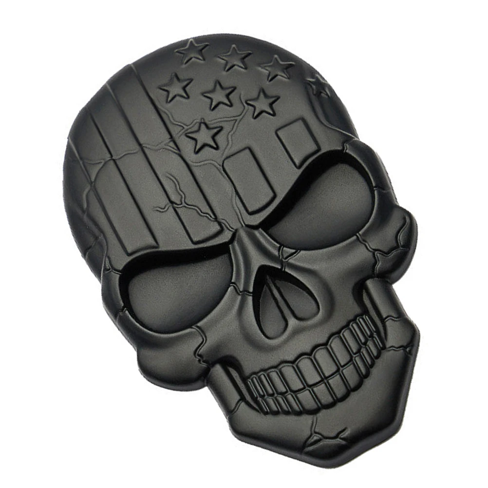 

3D Skull Car Sticker Zinc Alloy Durable Long Term Use Unique Design Fashion Modern Cooler Indoor Outdoor Self Adhesive Decals