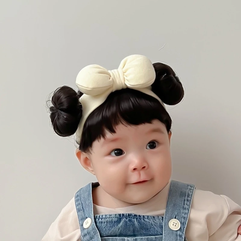 New Year Hair Accessories Cute Bow Baby Girl Wig Hat Hairpiece Christmas Newborn Children Kids Girls Cosplay Headbands Headwear