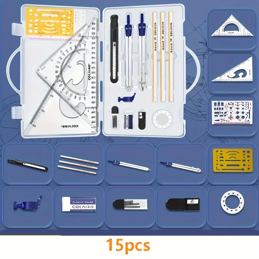 kits de geometria e engenharia ferramentas de construcao 15 pecas 01