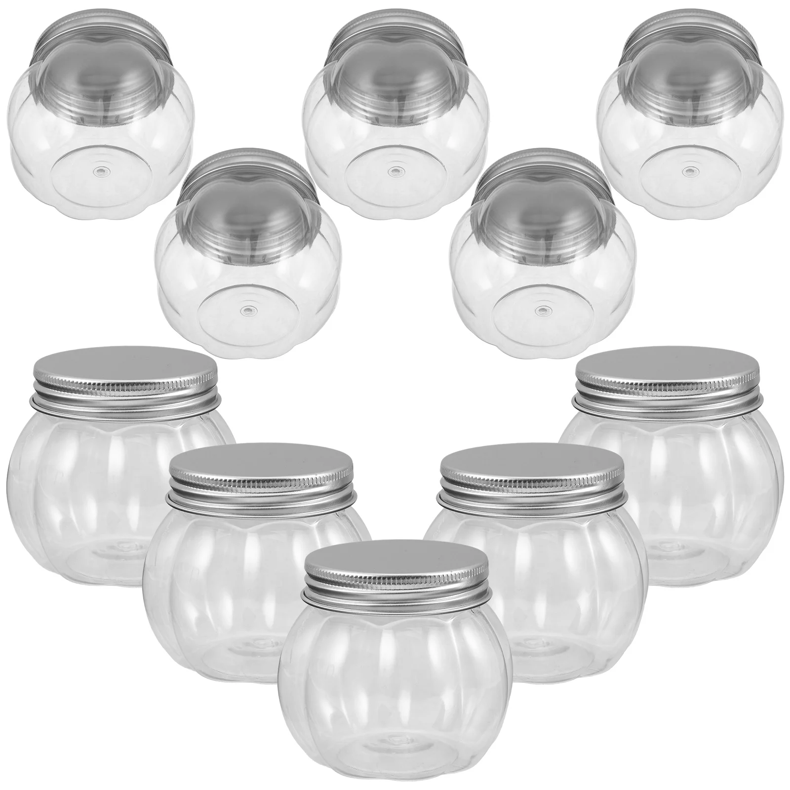 

10Pcs Clear Pumpkin Shaped Drink Bottles 150Ml Milk Tea Cups Lids Portable Juice Containers for Takeout Halloween