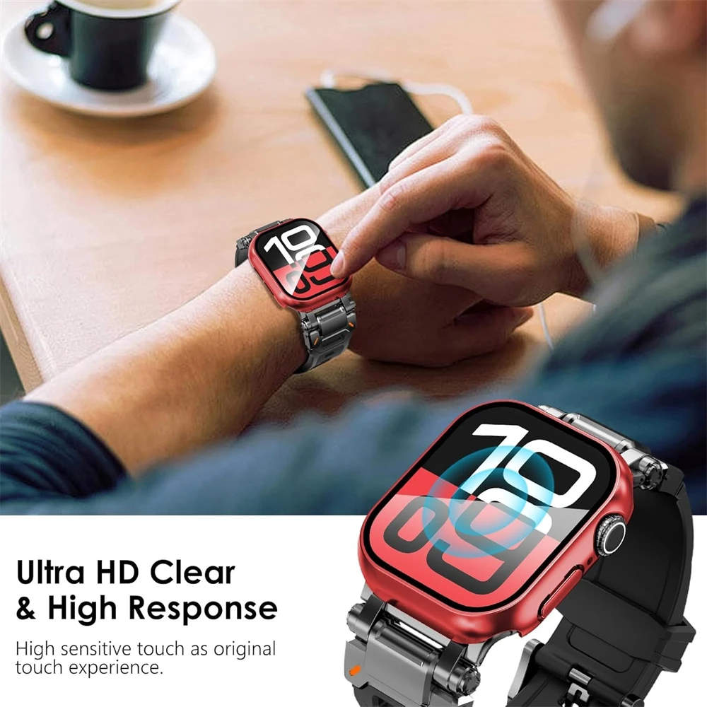 Vidrio + cubierta para Apple Watch funda 10 9 8 7 6 SE 5 iWatch accesorios Protector de pantalla Apple watch serie 44mm 40 41 45 mm 42mm 46mm