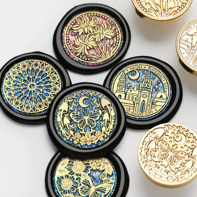 30MM Wax Seal Stamp Plant Flower Sealing Wax Stamp Head For Scrapbooking Envelopes Wedding Invitations Gift Packaging