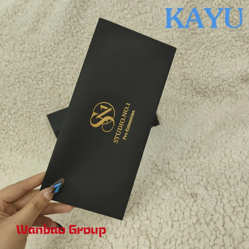 Custom  Customized high-end luxury 250gsm black cardstock paper envelopes printed with gold logo paper envelopes