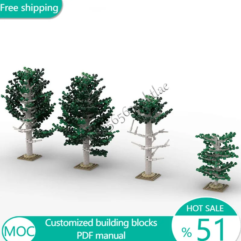 724 PCS Trees Whitebark Pine Set MOC Customize Modular Building Block Design Simple Popular Educational DIY Festival Toy Gift