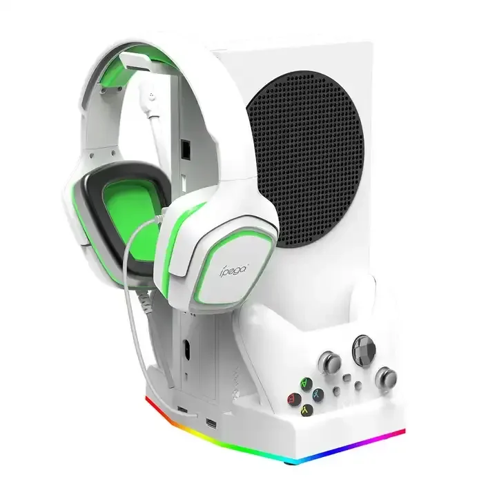 With RGB Lighting  Vertical Charging Station Stand For Xboxes Series S Headset Hook Cooling Fan