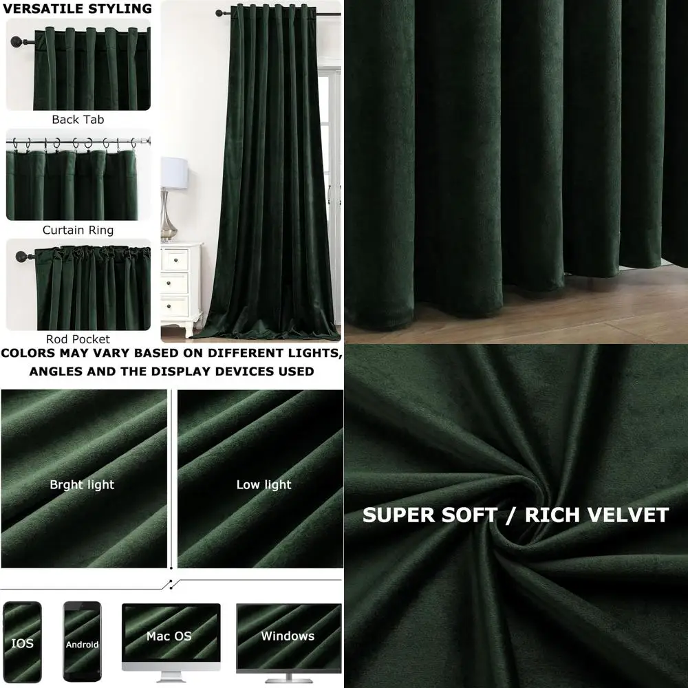 

Роскошные темно-зеленые бархатные шторы в винтажном стиле, утепленные панели, W52xL108, 2 штуки для спальни и гостиной