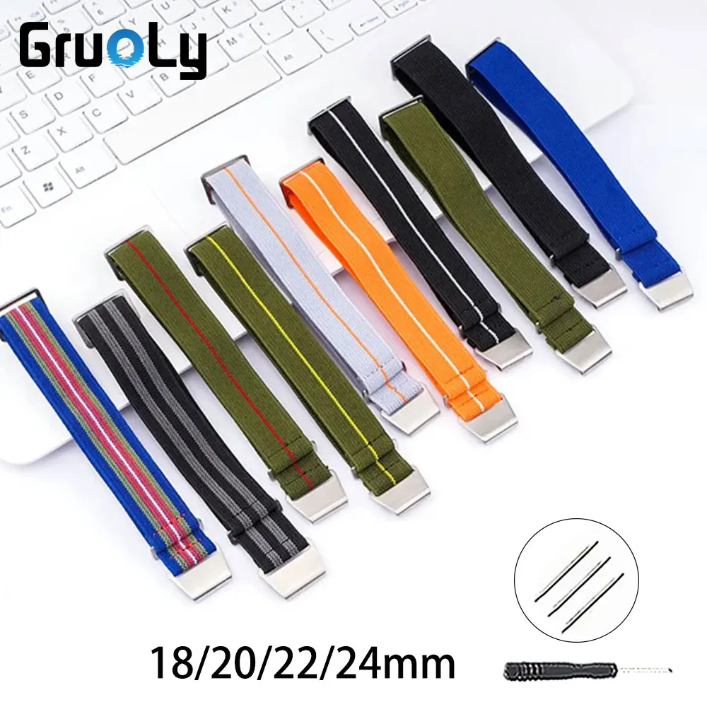 Elastic Nylon Strap For Seiko For Rolex Water Ghost For Tudor Watch Bracelet Parachute 18mm 20mm 22mm 24mm Universal Wrist Band
