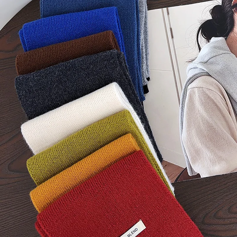 وشاح منسوج من مزيج الصوف لفصل الشتاء، وشاح ناعم ودافئ بلون سادة للجنسين - وشاح شتوي مريح للطقس البارد دافئ بلون سادة