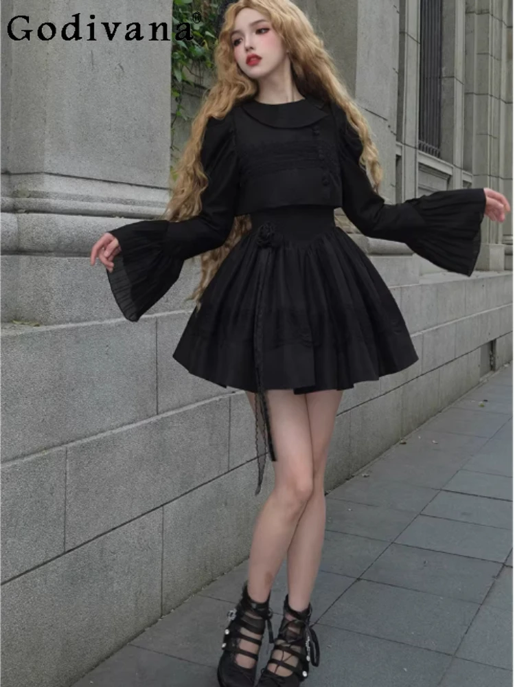 

Spring Elegant Black Lolita Big Swing Jsk Suspender Dress Fashion High Waist A-line Versatile Personality Retro Princess Dresses