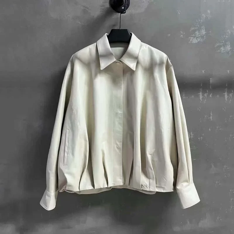 

Куртка из натуральной кожи, свободное стильное женское пальто, новая весенняя модная кожа растительного дубления, импортированная из Турции