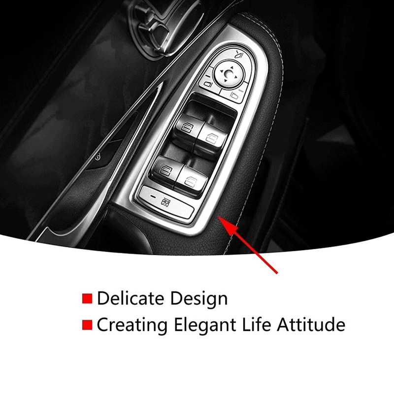 Car Window Lift Button Switch Cover Trim Decoration Frame For Mercedes Benz C GLC Class W205 X253 2015-2018 Accessories