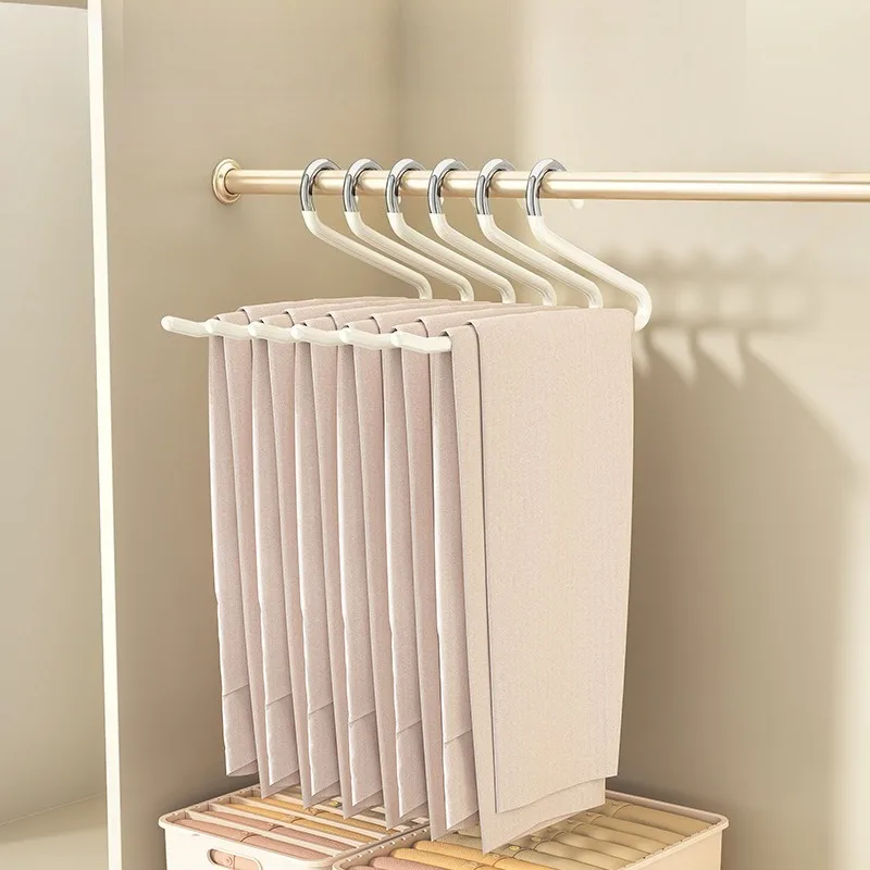 Goose Type Dip Plastic Pants Rack Wardrobe Dormitory Telescopic Z Type WOMEN'S Clothes Rack Multi Layer Storage Pants Rack