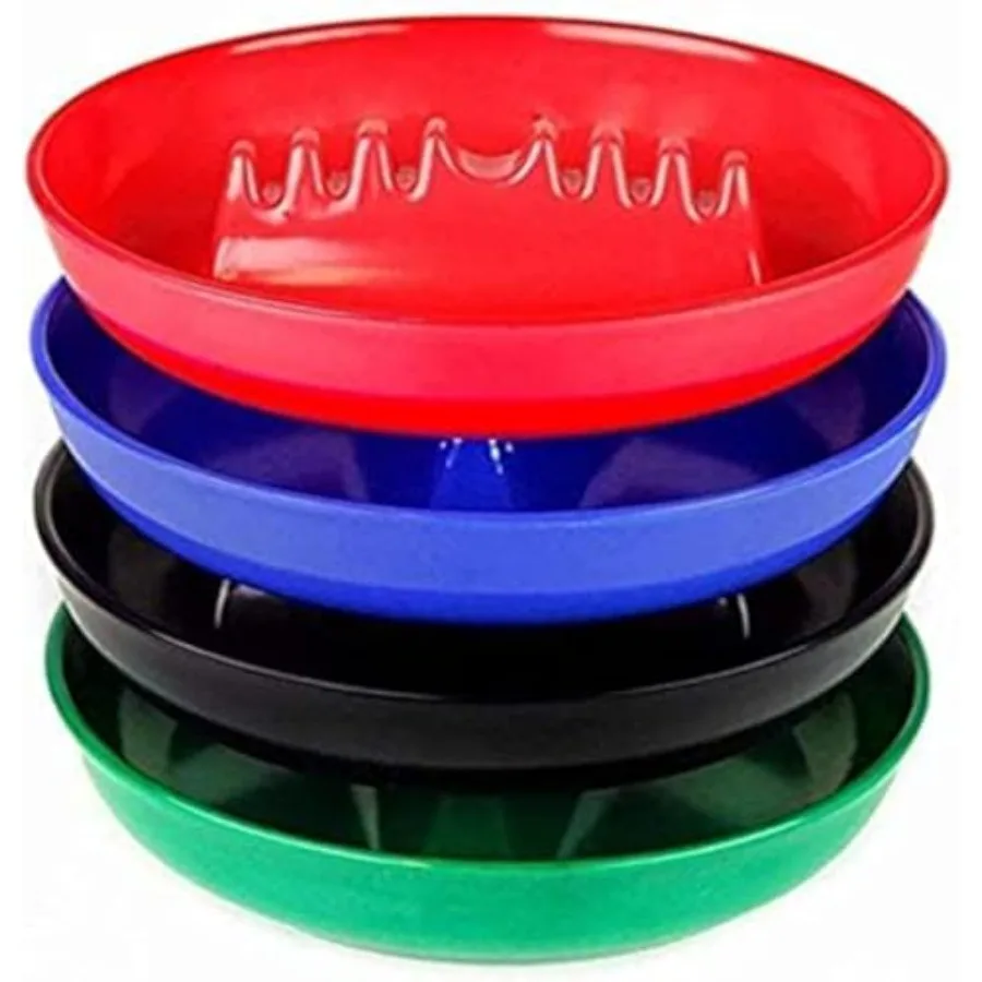 

7" Ashtray for Cigarettes and Cigar [4 Pack] Round Plastic Melamine Tabletop Ashtrays, Assorted Colors Black, Blue, Green, Red