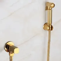 Hand Held Bidet Sprayer Douche Toilet Kit Gold Brass Shattaf Shower Head Copper Valve Set Jet Bidet Faucet Set