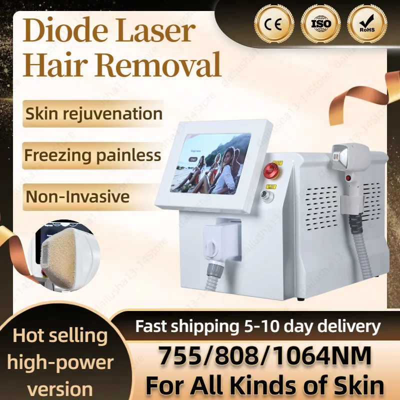 

Professional Portable 808nm Diode Hair Removal Machine Cooling Head Painless Permanent Epilator Face Body Hair Removal