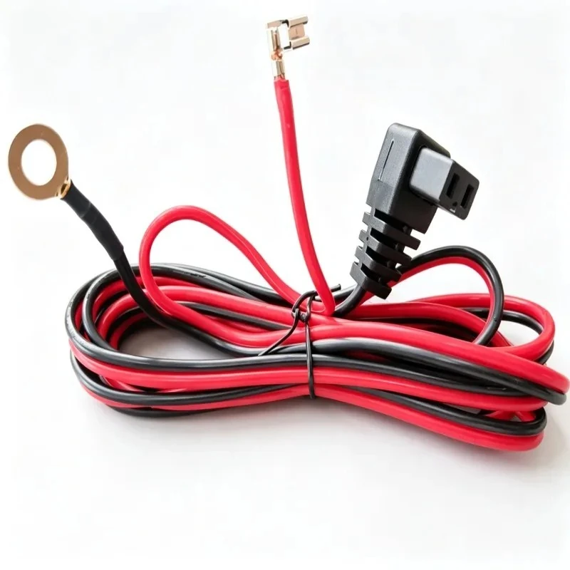 12AWG 10A Fused Car Power Cable 12‑24V Car Fridge Plug to 6.3 Flag Spade & M8 Ring Terminal Automotive Power Supply Cord