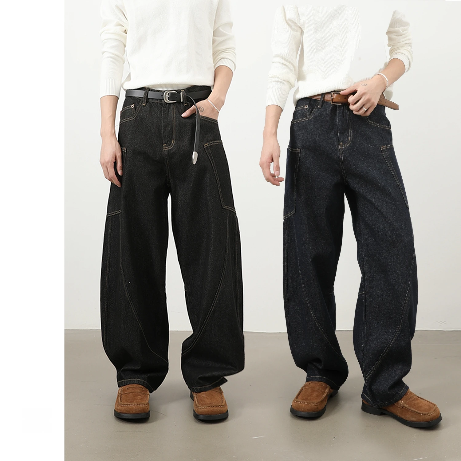 

Loose Men's Jeans American Retro Street Sle Big ket Knife Design Casual Straight Leg Jeans Youth ular Daily Wear