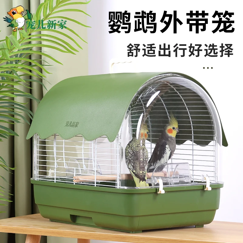 

Прозрачная акриловая портативная дорожная клетка для птиц, клетка для попугая, роскошный стиль виллы для попугая, неразлученного попугая, корелла