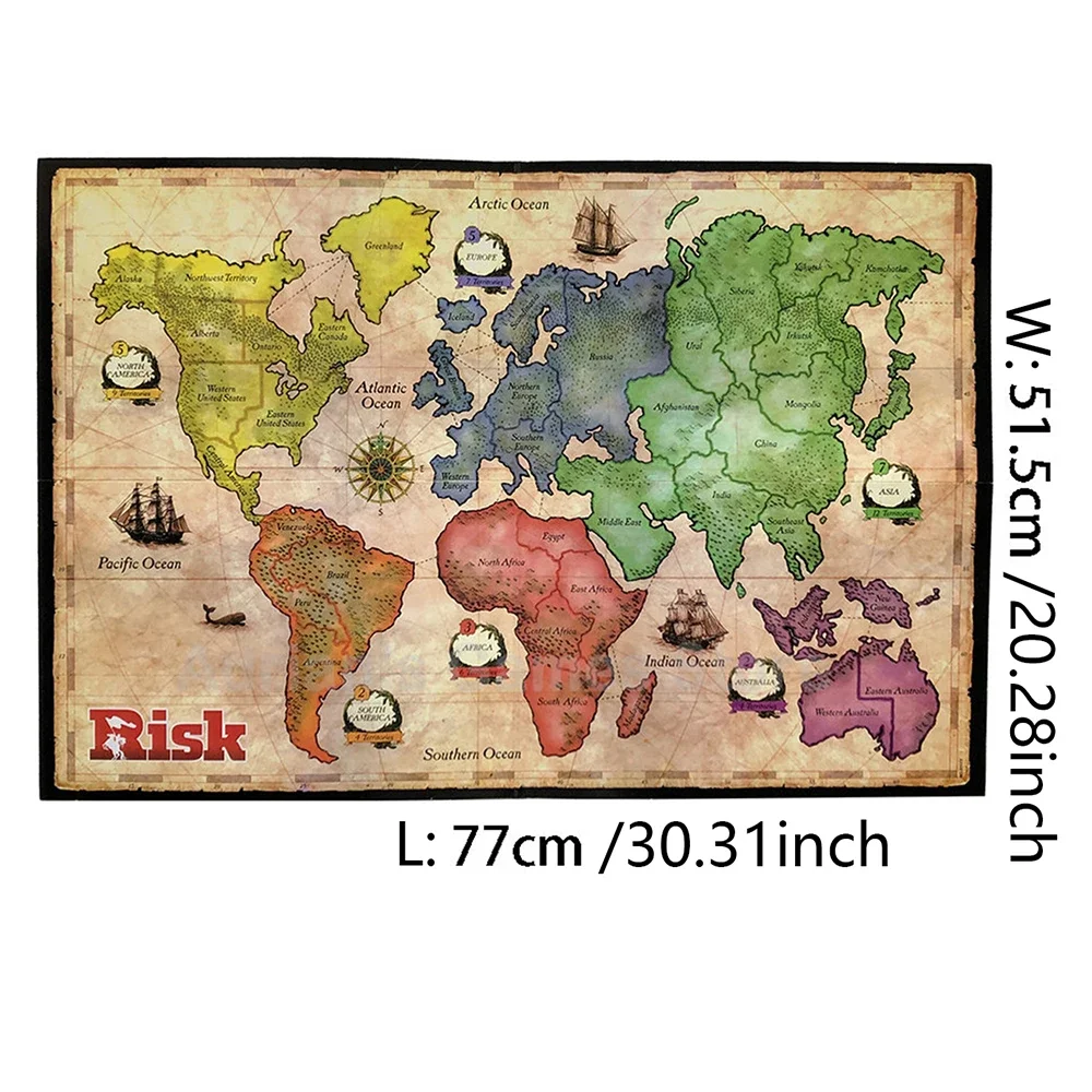 Classic Risk Interactive Card Table Game 1 Risk - Strategic Conquest Game -2 to 5 Players - Family Checkerboard Game -1 Year Old