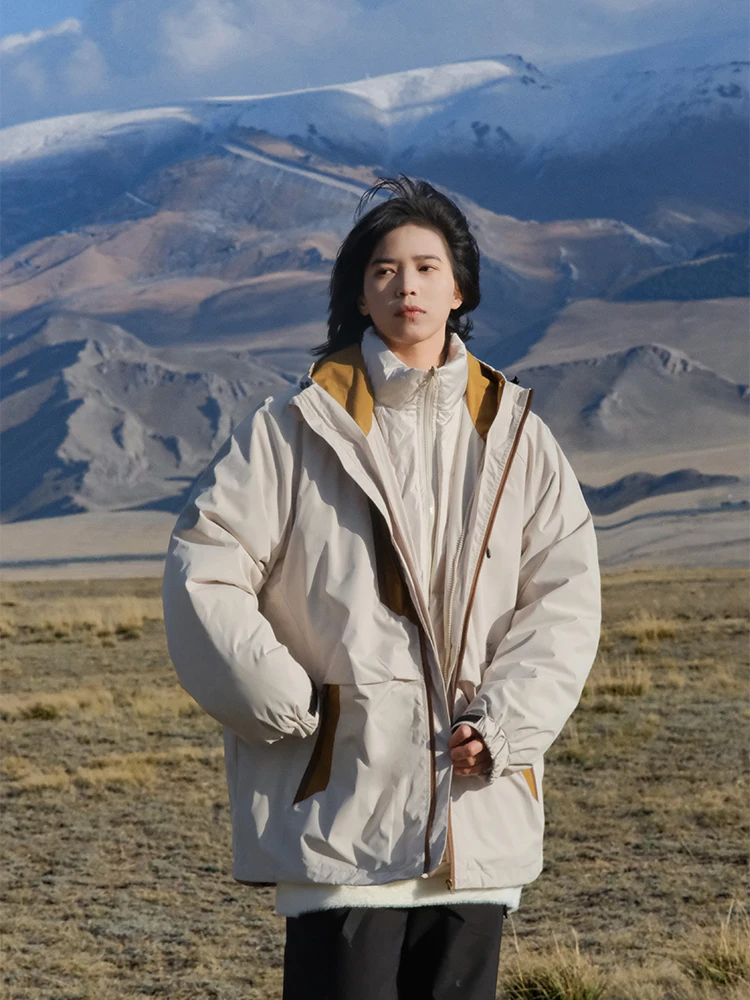 

Waterproof Windproof down Jaet Tee-in-One Skiing ex Removable ell Coat Warm Outerwear Polyester Filling Long...