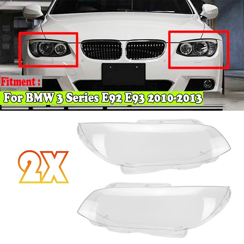 1 Pair Car Headlight Headlight Lens Cover For-BMW E92 E93 Coupe Convertible 2010-2013