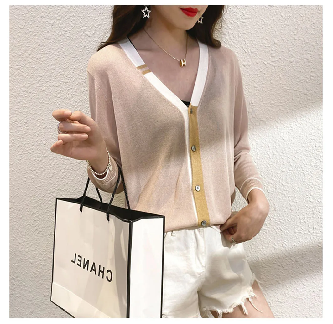 Ice silk knitted cardigan for women's summer new sweet and thin style, paired with a sunscreen shawl jacket