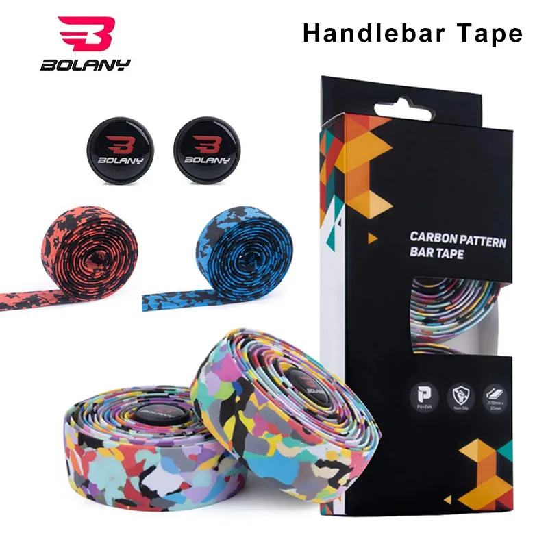 

Многоцветная лента Bolany для шоссейного велосипеда, противоскользящая лента из ЭВА для руля велосипеда, обертывания с клейкой спинкой и заглушками для руля