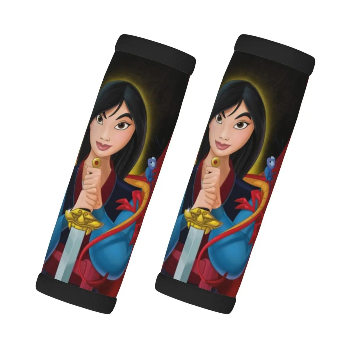 

Custom Mulan Princess 2 Pcs Luggage Handle Wrap Soft Grip Handle Cover Comfortable Neoprene Suitcase Identifier Travel