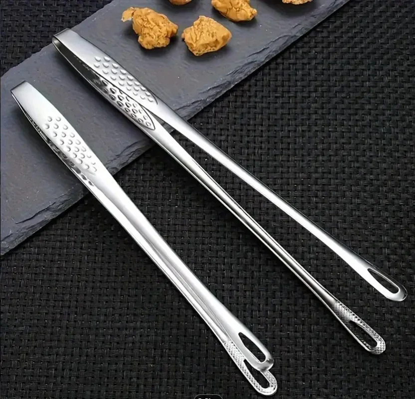 304 Stainless Steel Barbecue Tongs Korean BBQ Food Clip Restaurant-Grade Serving Tongs for Buffet Kitchen and Self-Service Food