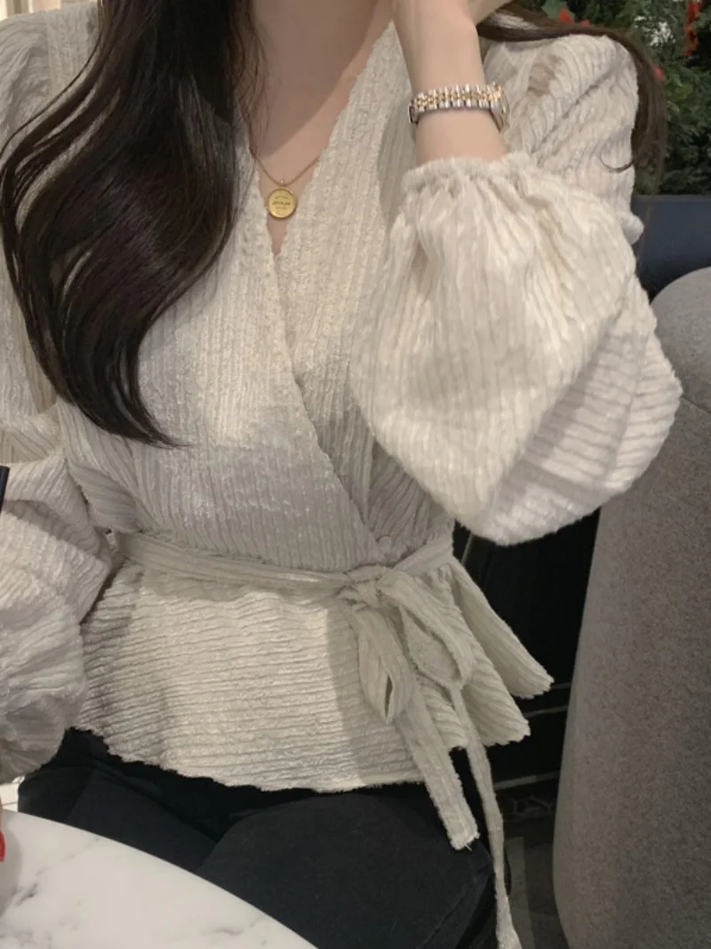 

Long Sve V-ne ort Length Pure Color Ele Bla Женский irt с застежкой на талии Корейский Sle Commute Straight Tube